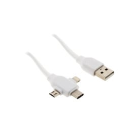 Zenitech - Câble USB universel avec triple sortie USB-C, Micro USB et Lightning pour iPhone / iPad