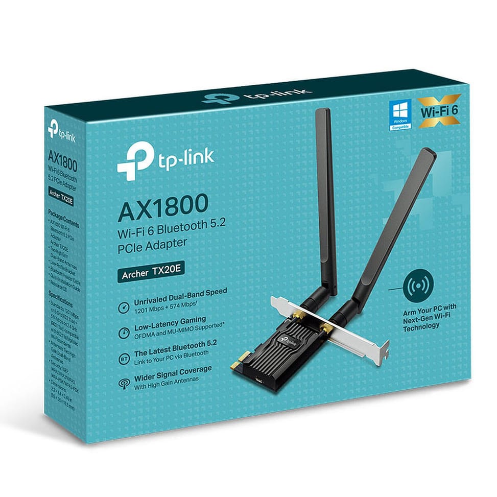 Adaptateur PCIe Bluetooth 5.2 WiFi 6 AX1800 TP-LINK Archer TX20E — image 2