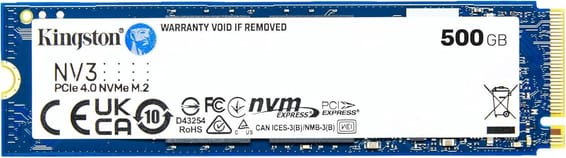 Disque Dur interne SSD Kingston NV3 M.2 2280 PCIe 4.0 x4 NVMe 500 Go (SNV3S/500G)