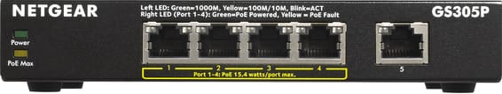 Switch Netgear non manageable 5 ports Gigabit Ethernet avec PoE 55W (GS305P)