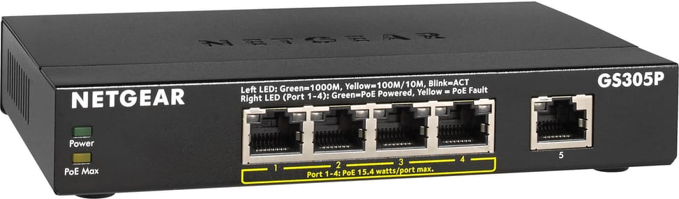 Switch Netgear non manageable 5 ports Gigabit Ethernet avec PoE 55W (GS305P) — image 2