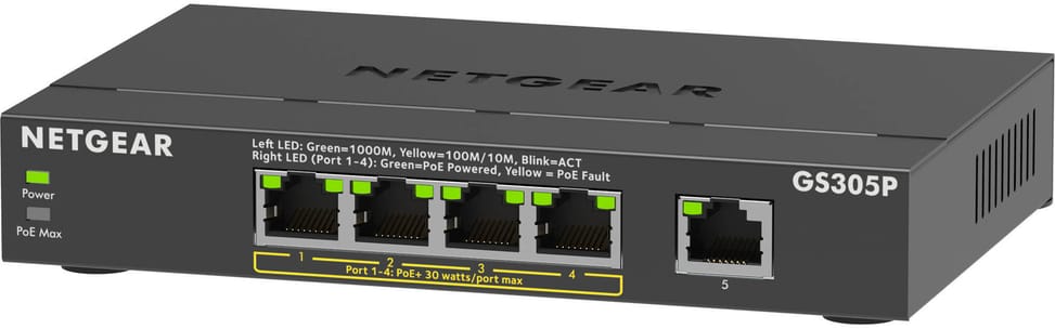 Switch Netgear non manageable 5 ports Gigabit Ethernet avec PoE 55W (GS305P) — image 3