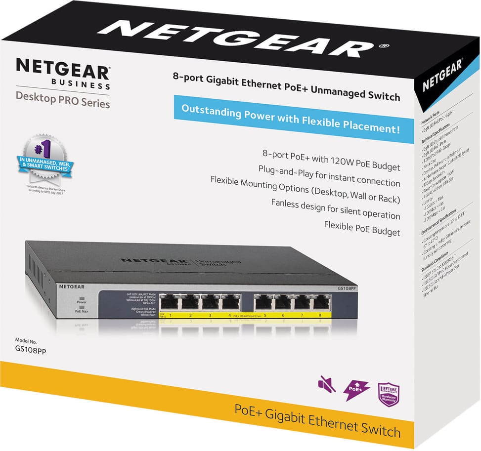 Switch Netgear non manageable à 8 PoE+ 123W (GS108PP) — image 5