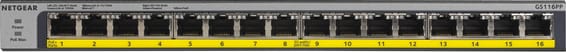 Switch Netgear non manageable à 16 ports gigabit avec PoE+ 76W (GS116LP)