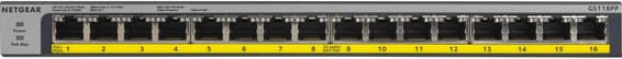 Switch Netgear non manageable à 16 ports gigabit avec PoE+ 183W (GS116PP)
