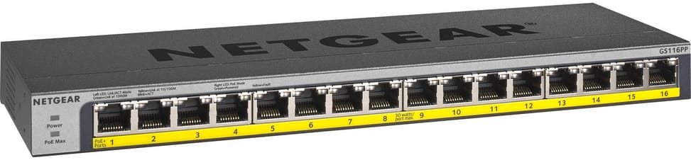 Switch Netgear non manageable à 16 ports gigabit avec PoE+ 183W (GS116PP) — image 2
