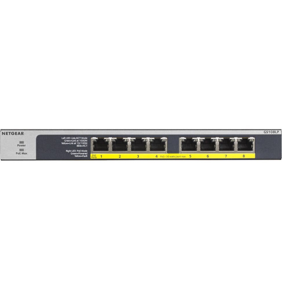 Switch Netgear non manageable à 8 PoE+ 60W (GS108LP)