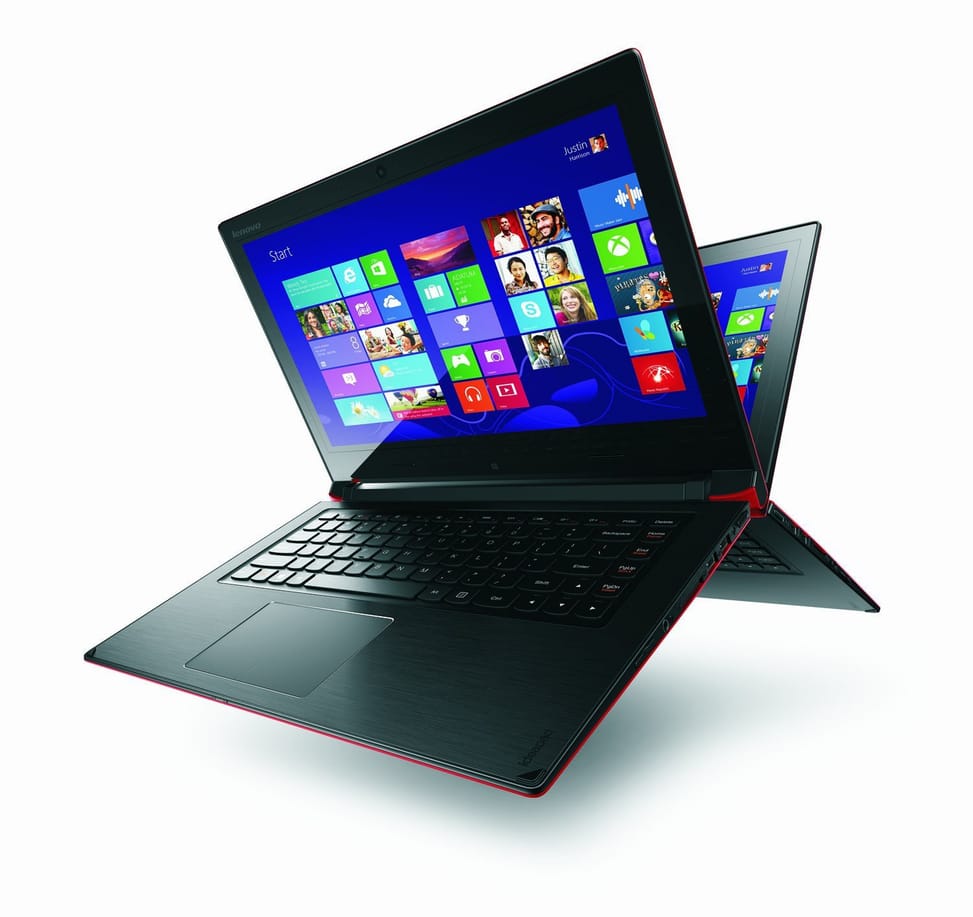 PC convertible tablette hybride Lenovo Flex 14 - Rouge avec contour noir