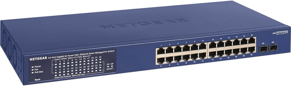 Switch administrable Netgear gigabit 24 ports PoE+ avec 2 ports SFP 380W (GS724TPP) — image 2