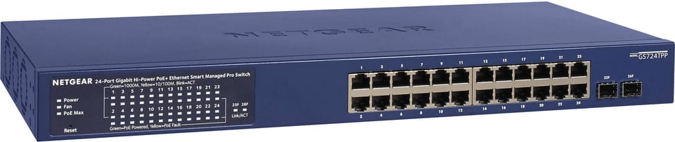 Switch administrable Netgear gigabit 24 ports PoE+ avec 2 ports SFP 380W (GS724TPP) — image 3