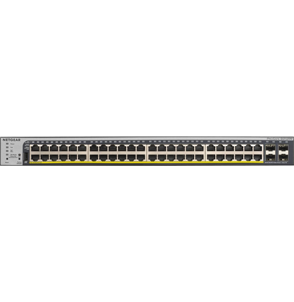 Switch administrable Netgear gigabit 48 ports PoE+ avec 4 ports SFP 760W (GS752TPP)