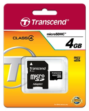 Carte mémoire Transcend microSDHC avec adaptateur SD - Classe 4 — image 2