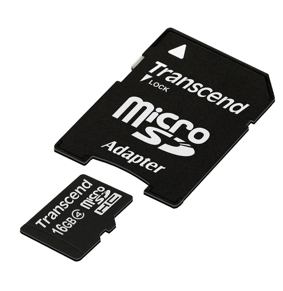 Carte mémoire Transcend microSDHC avec adaptateur SD - Classe 4