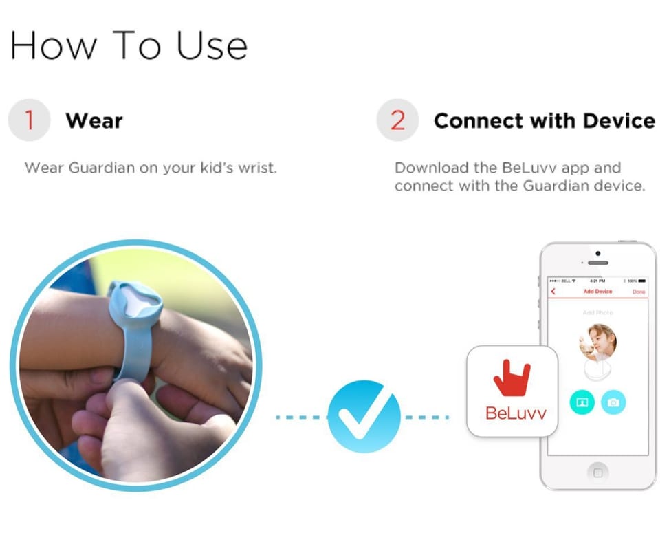 Bracelet de surveillance BeLuvv Guardian - Bluetooth 4.0