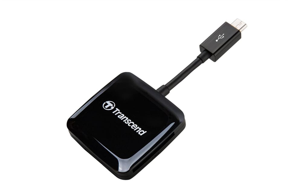Lecteur de cartes mémoire Transcend SD/microSD/port USB - Compatible avec les appareils Android OTG