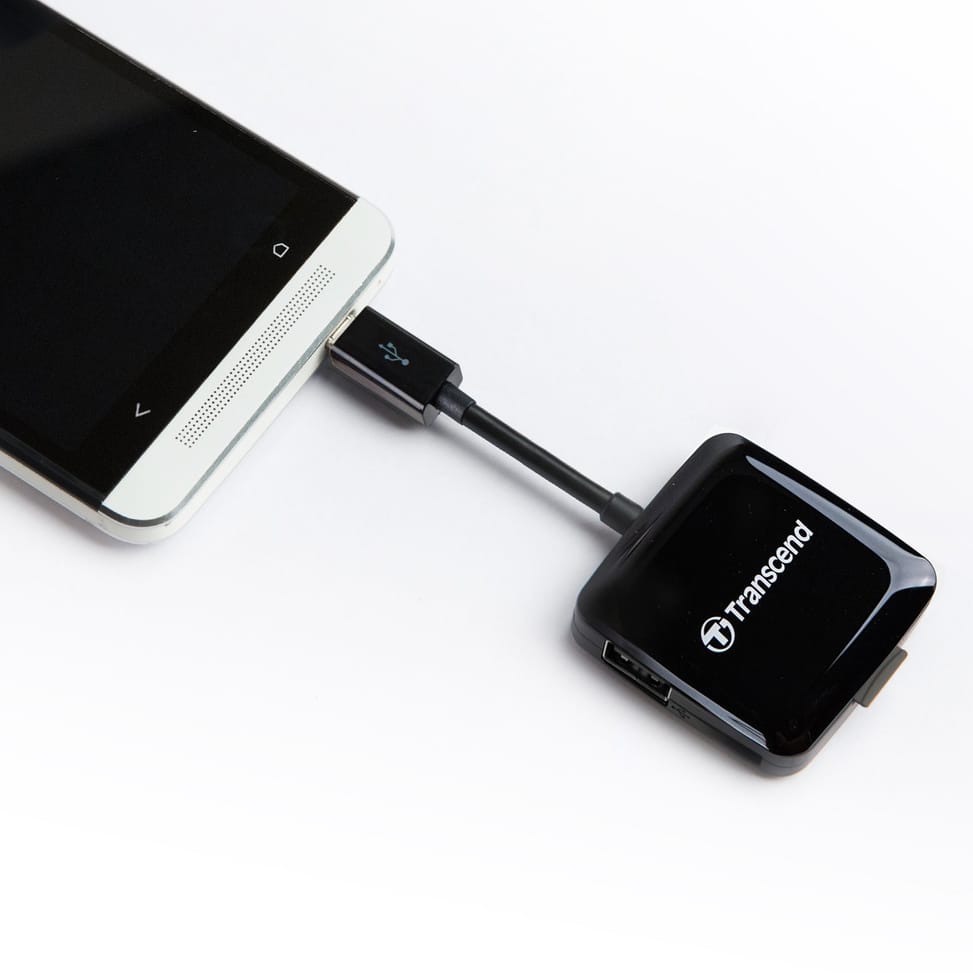Lecteur de cartes mémoire Transcend SD/microSD/port USB - Compatible avec les appareils Android OTG
