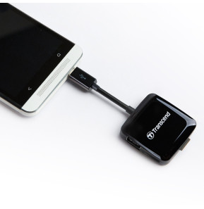 Lecteur de cartes mémoire Transcend SD/microSD/port USB - Compatible avec les appareils Android OTG
