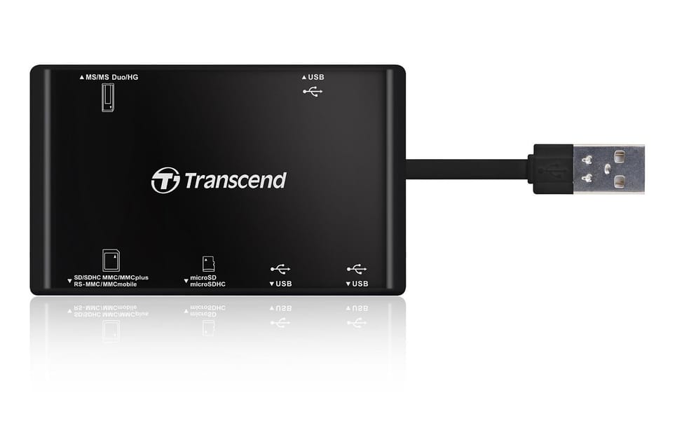 Lecteur de cartes mémoire Transcend RDP7 - avec 3-port USB hub