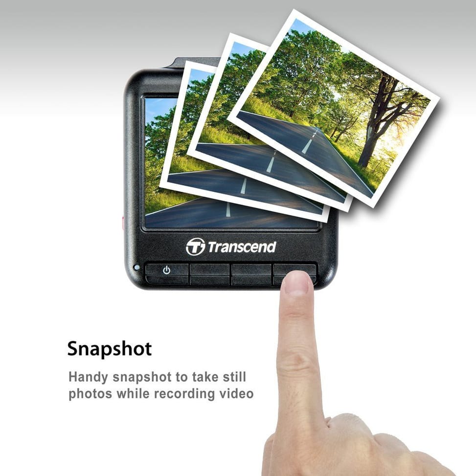 Enregistreur vidéo pour véhicule Transcend DrivePro 100 Full HD LCD 2.4" - Support avec ventouse avec carte mémoire 16GB offerte