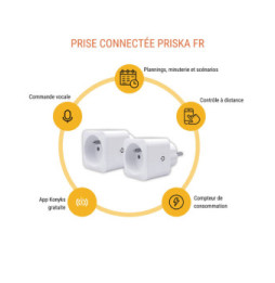 Priska FR Dual Pack - Lot de 2 Prises Wi-Fi avec compteur de consommation