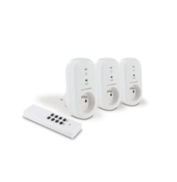 METRONIC - Prise télécommandées 2300 W avec télécommande - Lot de 3 prises - Blanc