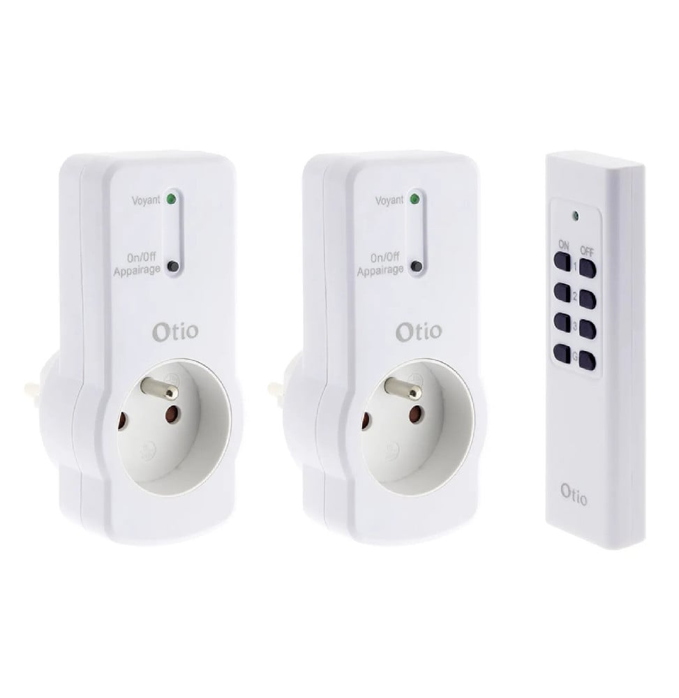 Lot de 2 prises 10A 2P+T télécommandées avec télécommande - Blanc - Zenitech