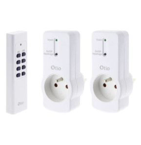 Lot de 2 prises 10A 2P+T télécommandées avec télécommande - Blanc - Zenitech