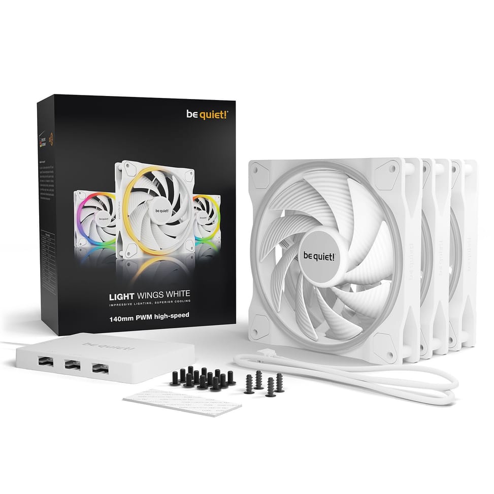 be quiet! Light Wings 140 mm PWM High Speed ARGB Triple Pack (blanc) — image 5