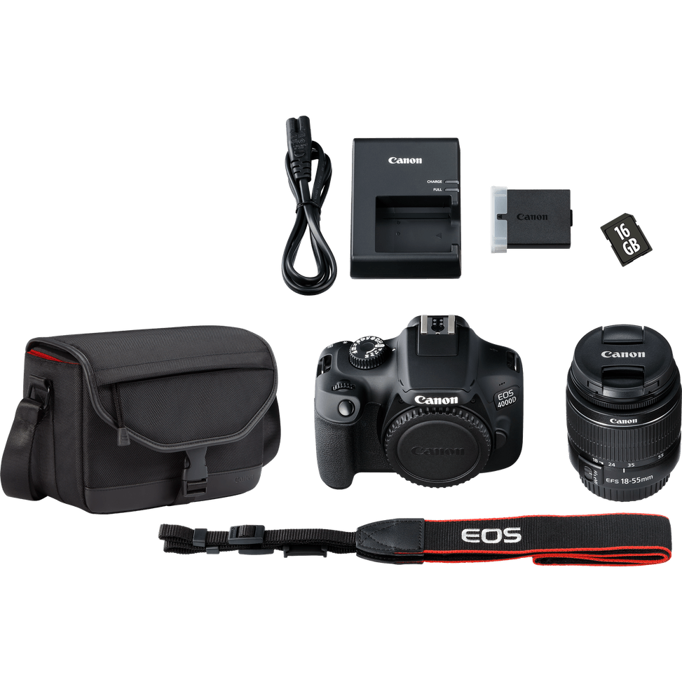 Appareil photo Canon EOS 4000D, noir + objectif 18-55 III + sac SB130 + carte SD — image 3