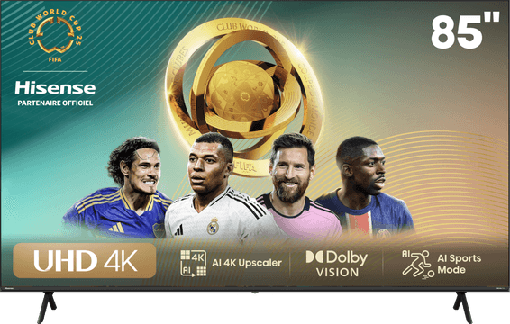 Téléviseur Hisense 85'' Smart UHD 4K 85A6N + Récepteur TNT Intégré