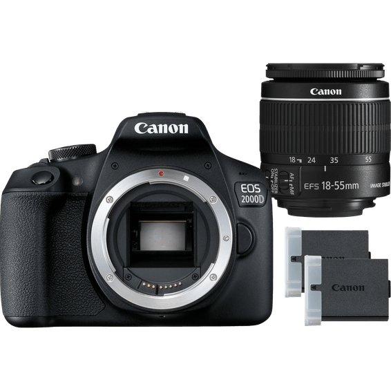 Appareil photo Canon EOS 2000D + objectif 18-55 IS II + batterie LP-E10