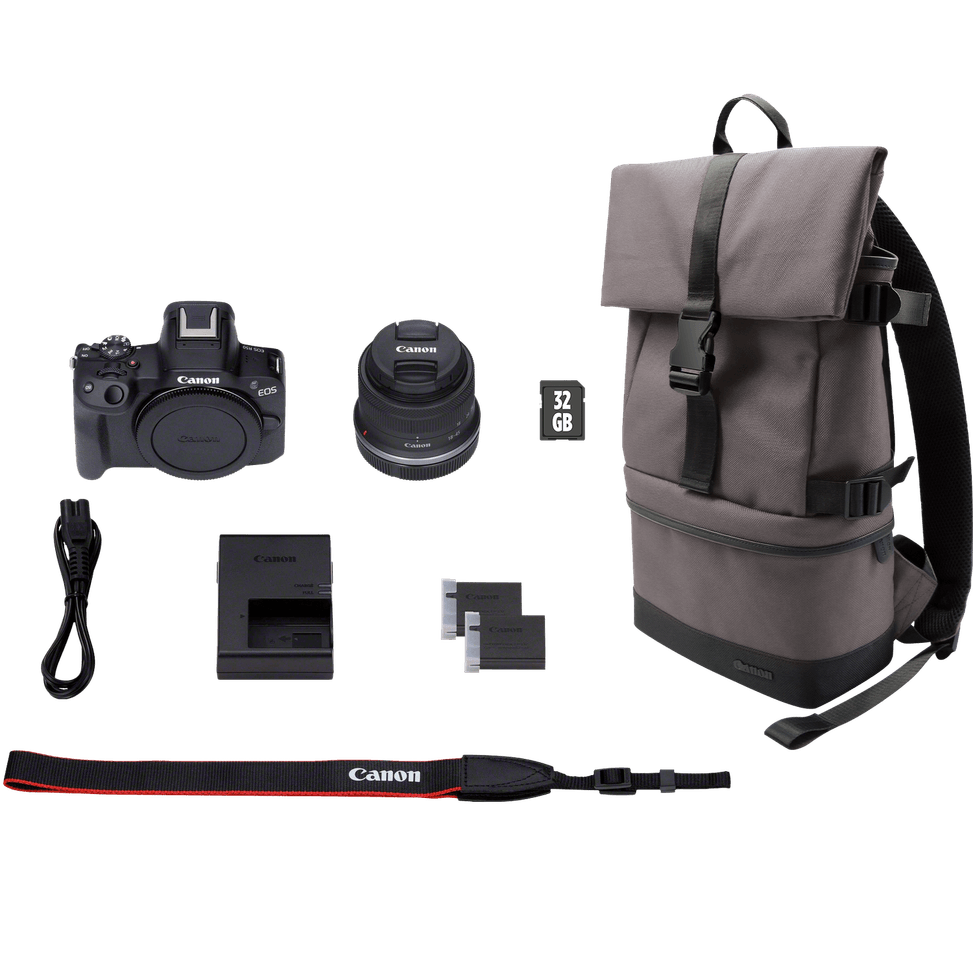 Appareil photo hybride Canon EOS R50, noir + objectif RF-S 18-45mm F4.5-6.3 IS STM + sac à dos + carte SD + batterie supplémenta — image 5