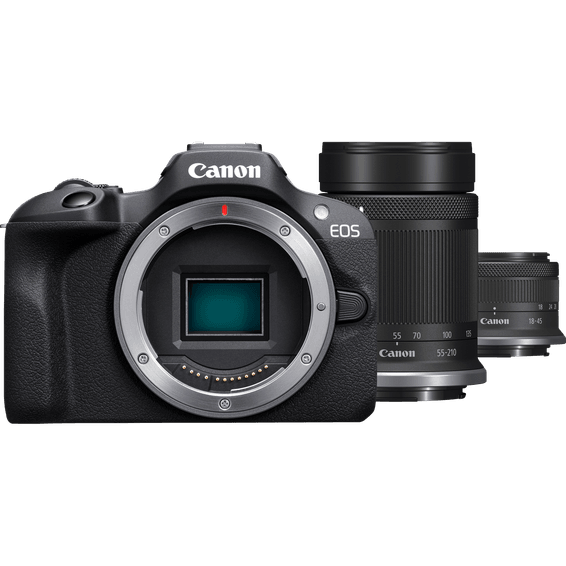 Appareil photo hybride Canon EOS R100 + objectif RF-S 18-45mm IS STM + objectif RF-S 55-210mm IS STM