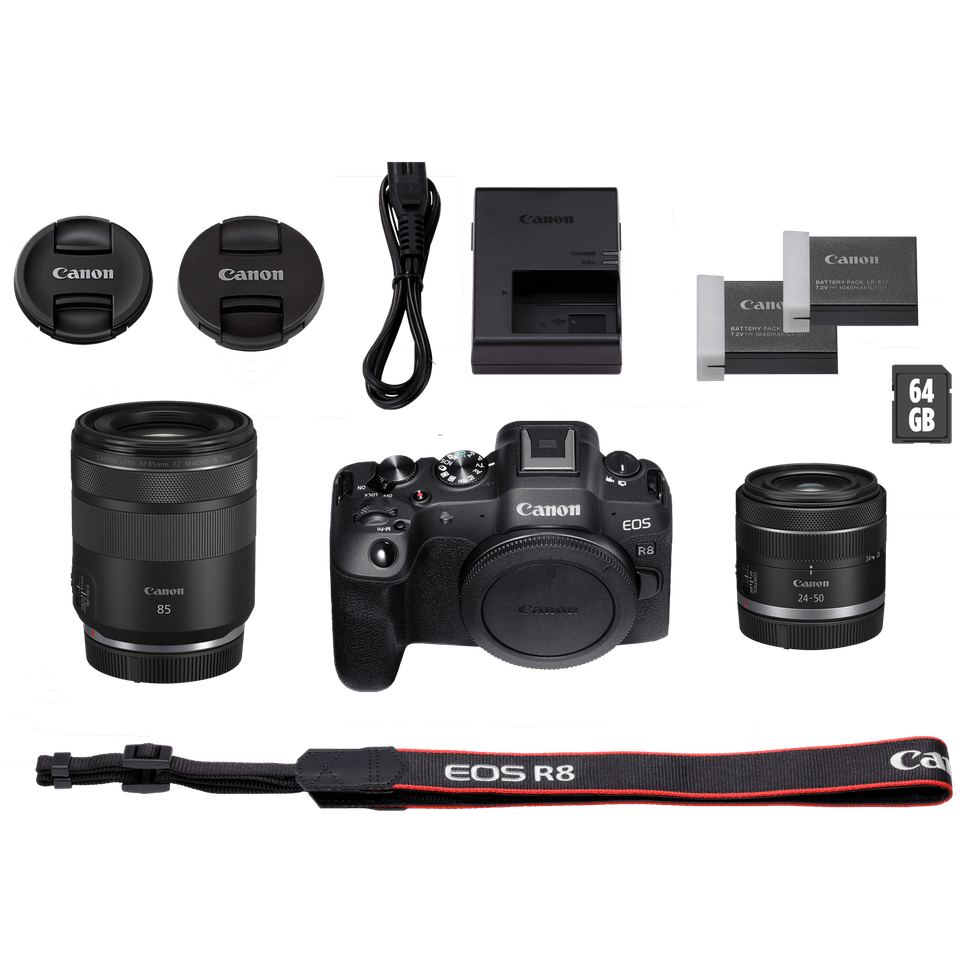Appareil photo hybride Canon EOS R8, noir + objectif RF 85mm Macro IS STM + objectif RF 24-50mm IS STM — image 5