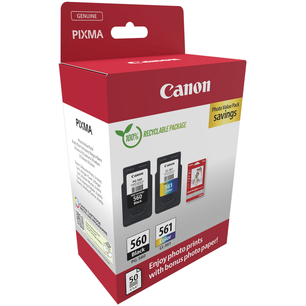 Paquet à prix réduit cartouches d'encre PG-560/CL-561 + papier photo Canon — image 2