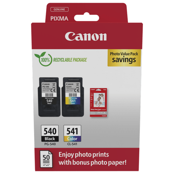 Pack à prix réduit de cartouches d'encre PG-540/CL-541 + papier photo Canon