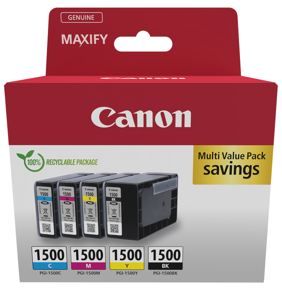 Multipack de cartouches d'encre Canon PGI-1500 BK/C/M/Y