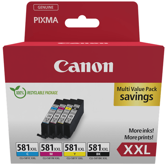 Multipack de cartouches d'encre à haut rendement Canon CLI-581XXL BK/C/M/Y