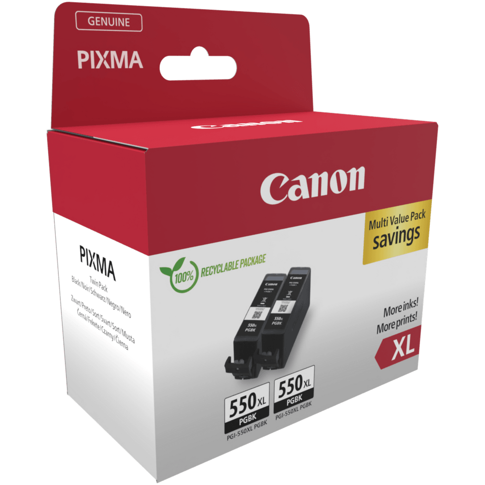 Cartouche d'encre noire à haut rendement Canon PGI-550XL (double pack) — image 2