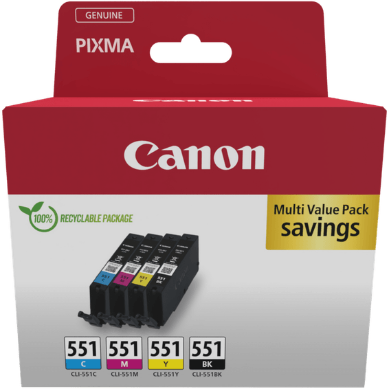 Multipack de cartouches d'encre Canon CLI-551 BK/C/M/Y