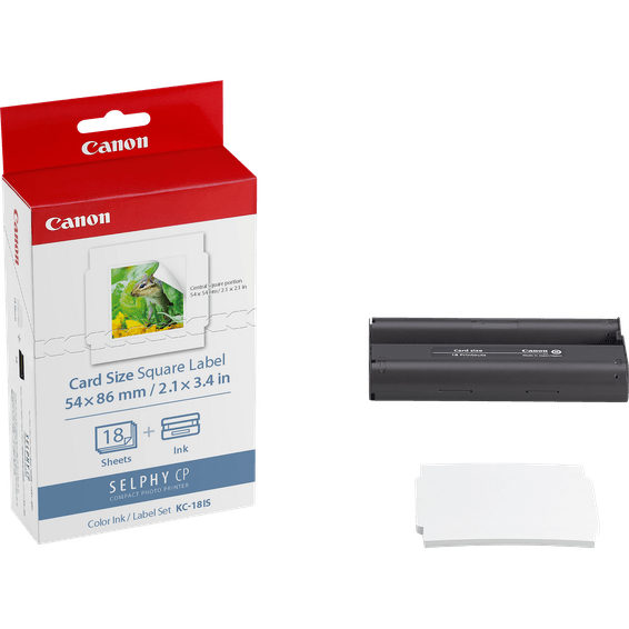 Jeu d'encre couleur et de papier autocollant au format 54 × 86 mm Canon KC-18IS, 18 feuilles