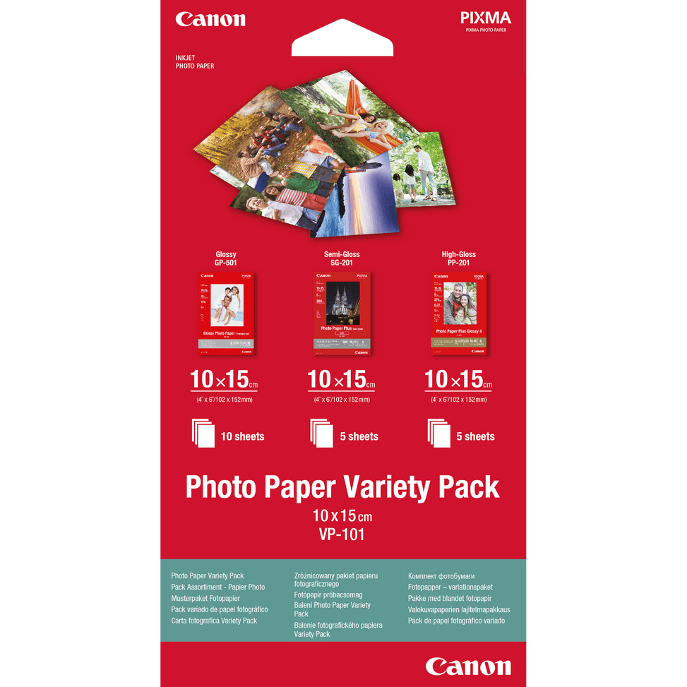 Pack variété de papier photo 4 × 6" (10 × 15 cm) VP-101 de Canon, 20 feuilles — image 1