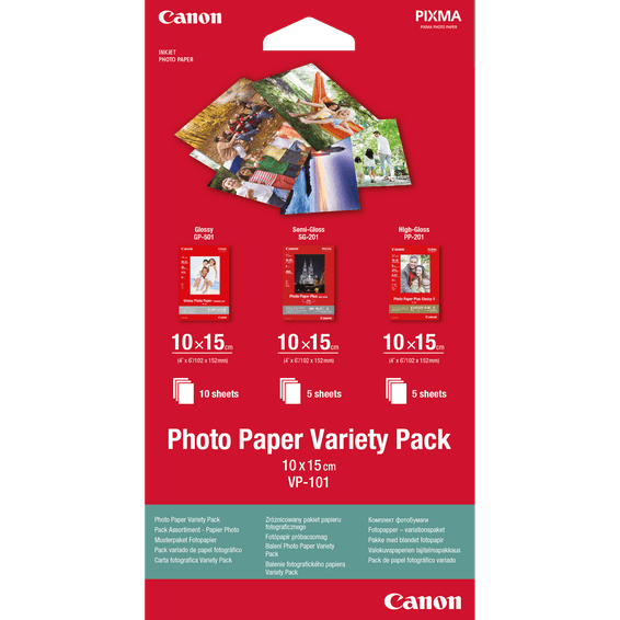 Pack variété de papier photo 4 × 6" (10 × 15 cm) VP-101 de Canon, 20 feuilles