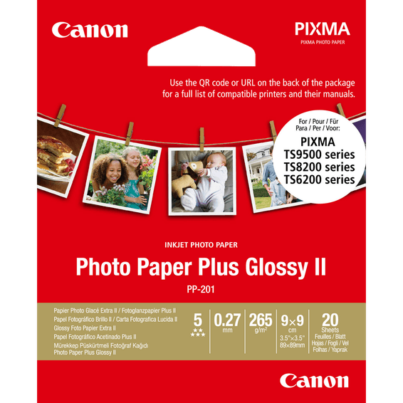 Papier photo glacé Extra II Canon PP-201 8,8 × 8,8 cm - 20 feuilles