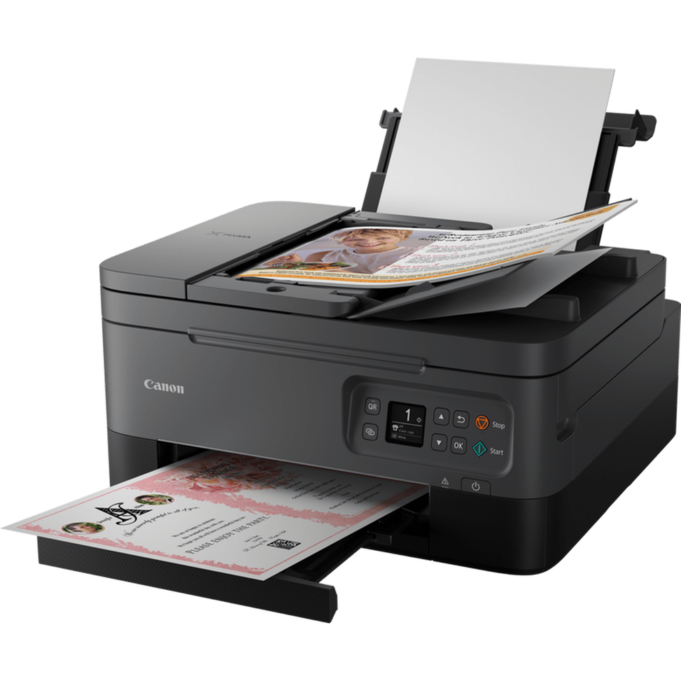Imprimante photo jet d'encre couleur 3-en-1 sans fil Canon PIXMA TS7450i, noire — image 3