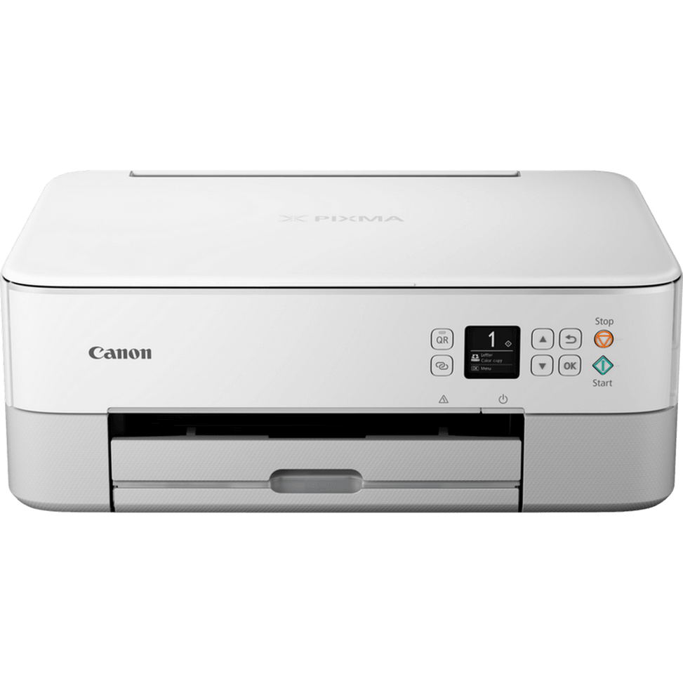 Imprimante photo jet d'encre couleur 3-en-1 sans fil Canon PIXMA TS5351i, blanche — image 1