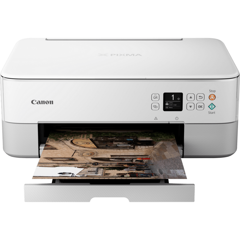 Imprimante photo jet d'encre couleur 3-en-1 sans fil Canon PIXMA TS5351i, blanche — image 3