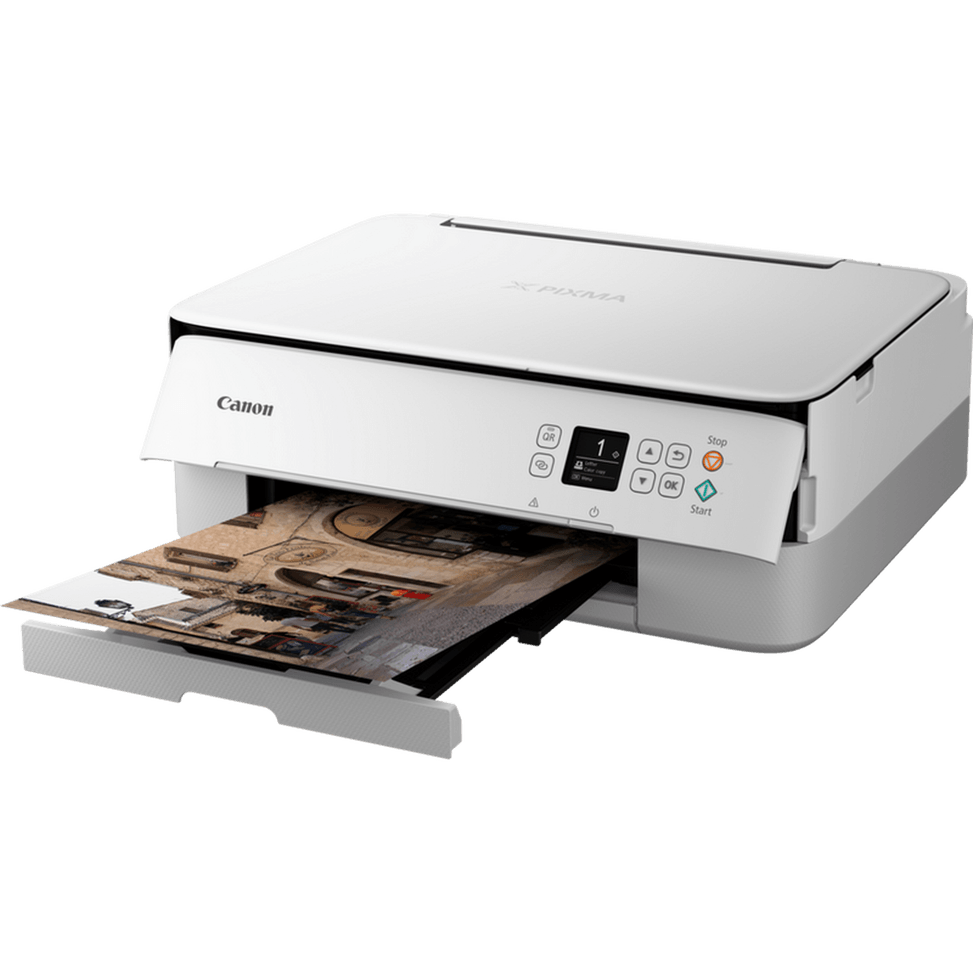 Imprimante photo jet d'encre couleur 3-en-1 sans fil Canon PIXMA TS5351i, blanche — image 4