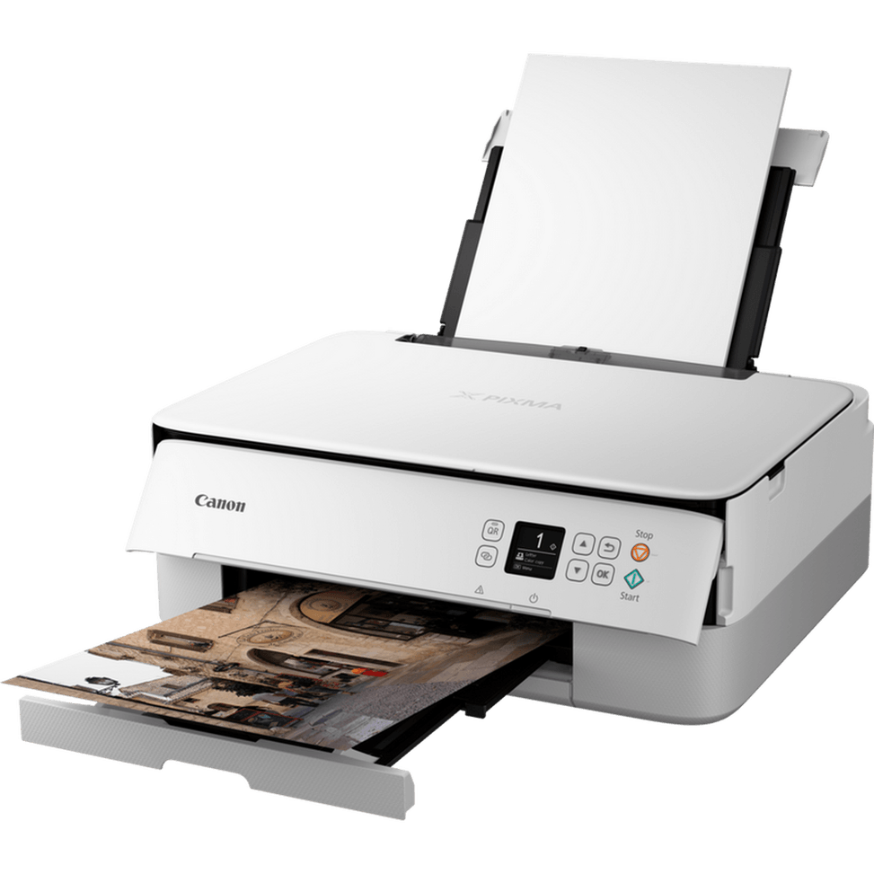 Imprimante photo jet d'encre couleur 3-en-1 sans fil Canon PIXMA TS5351i, blanche — image 5
