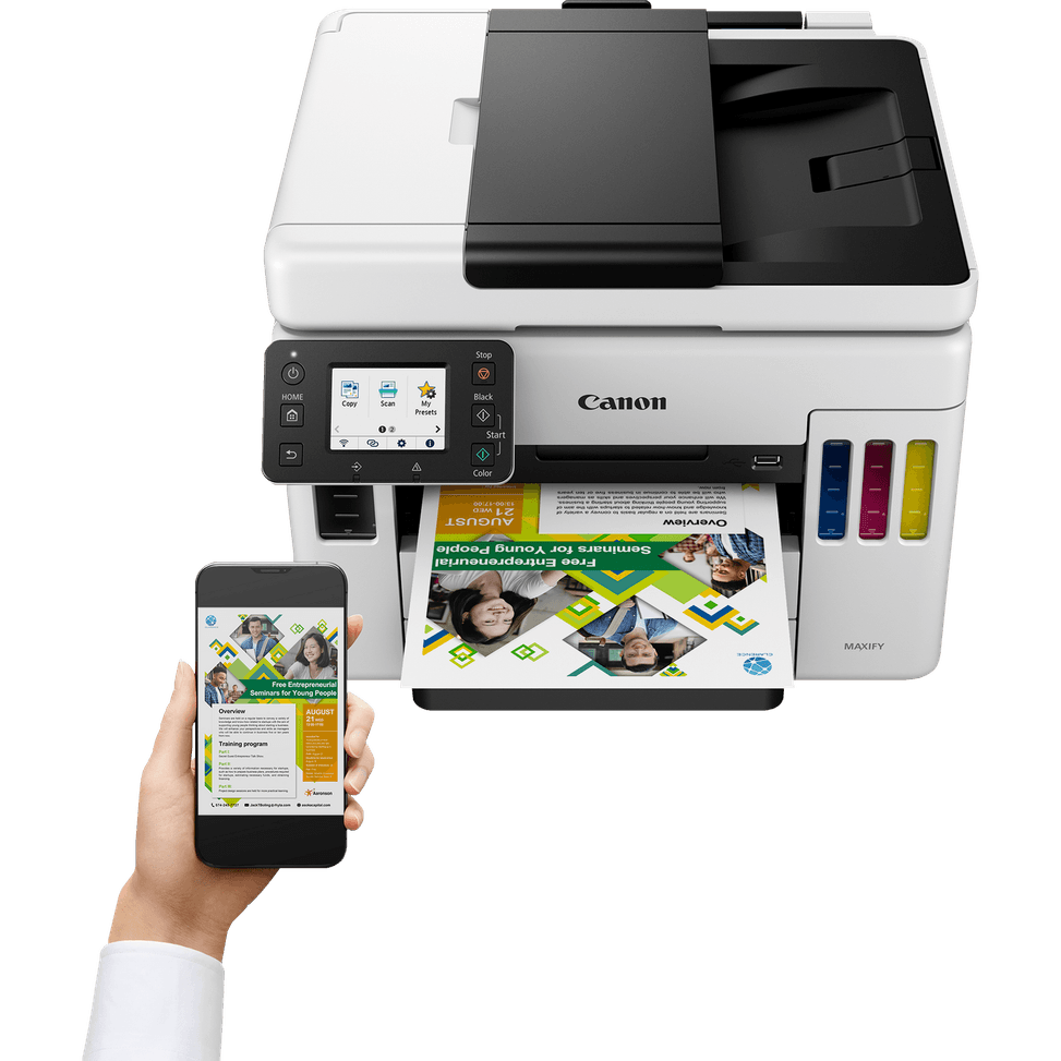 Imprimante jet d'encre MegaTank multifonction rechargeable couleur sans fil Canon MAXIFY GX7050 — image 8
